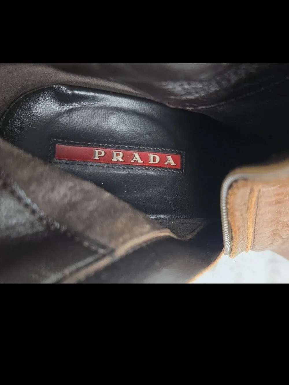 Prada Brown Leather Wedge Ankle Boots - Picture 11 of 12